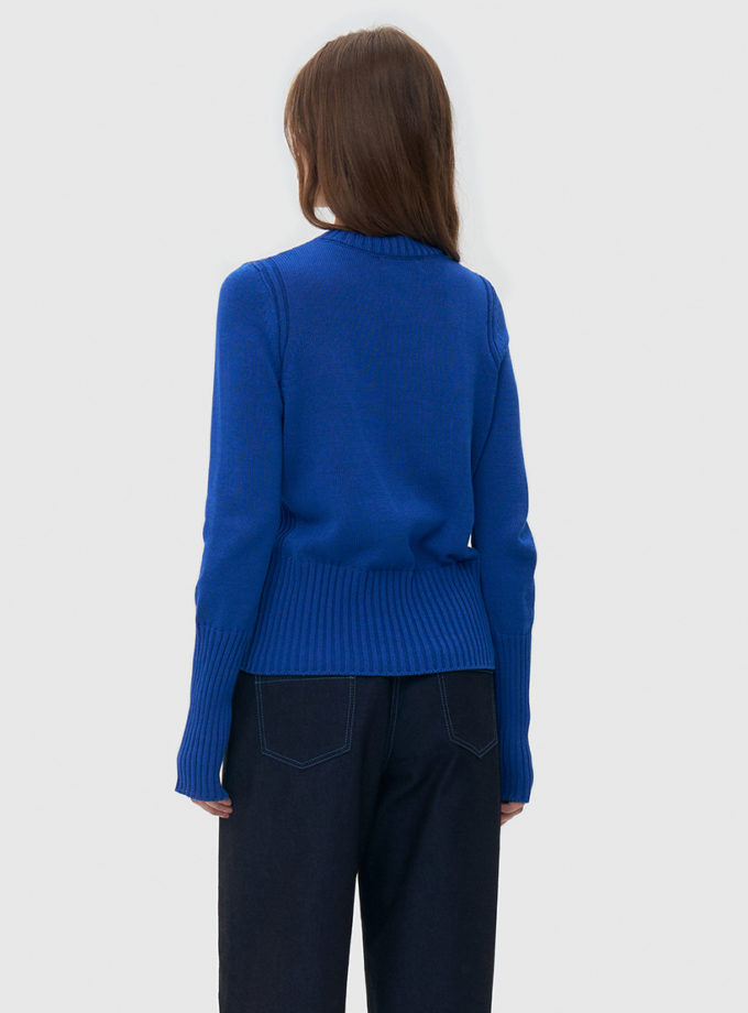В'язаний светр з круглим вирізом - синій WKMF (WKMF_289_1)