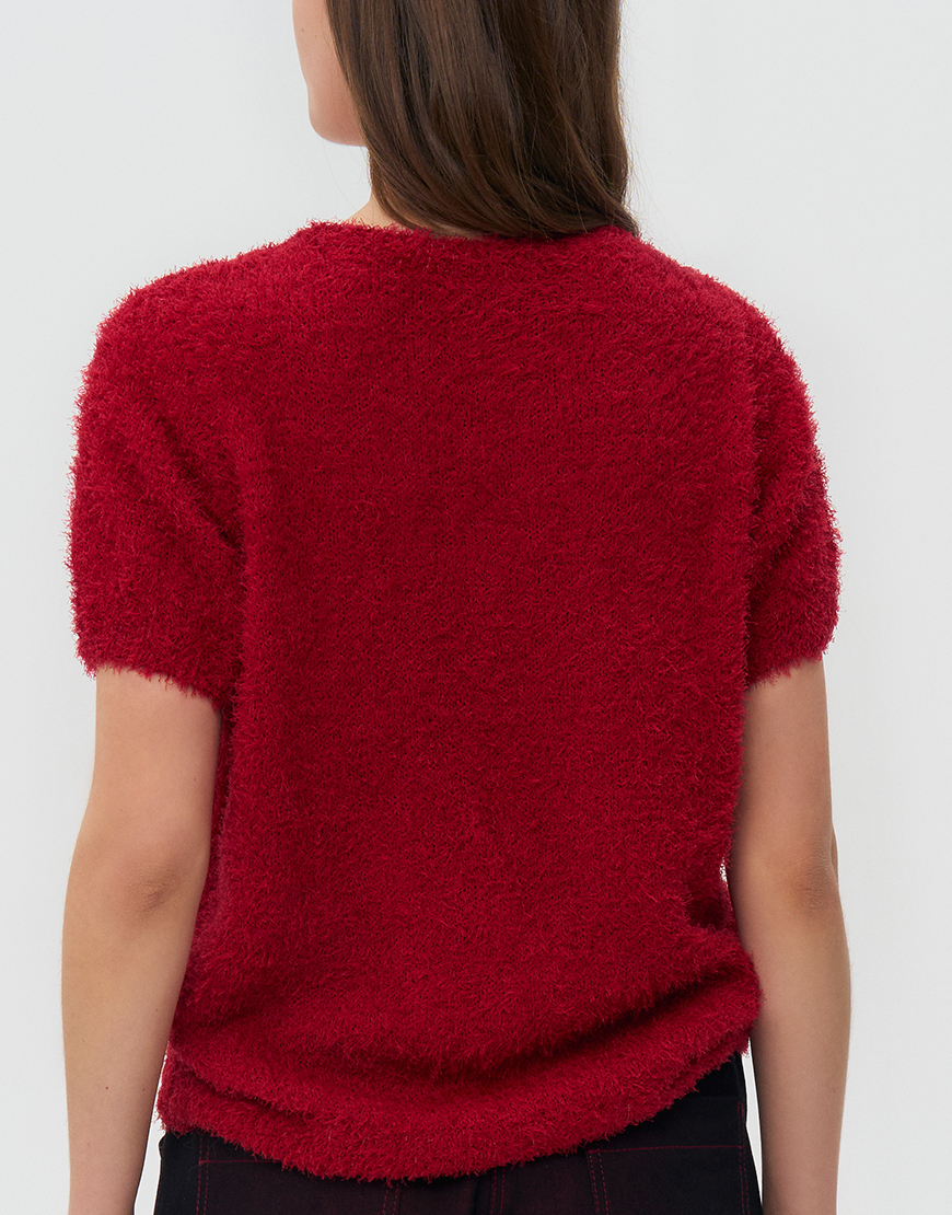 3 В'язаний светр з короткими рукавами - червоний WKMF (WKMF_279_4) - фото 2