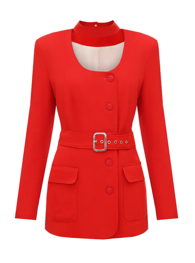 Червона сукня — піджак з паском AMBITNA (Ambtn_31)