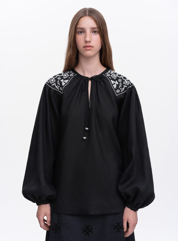 Чорна жіноча вишиванка Ізола ETNODIM (ETN_izola_bl)