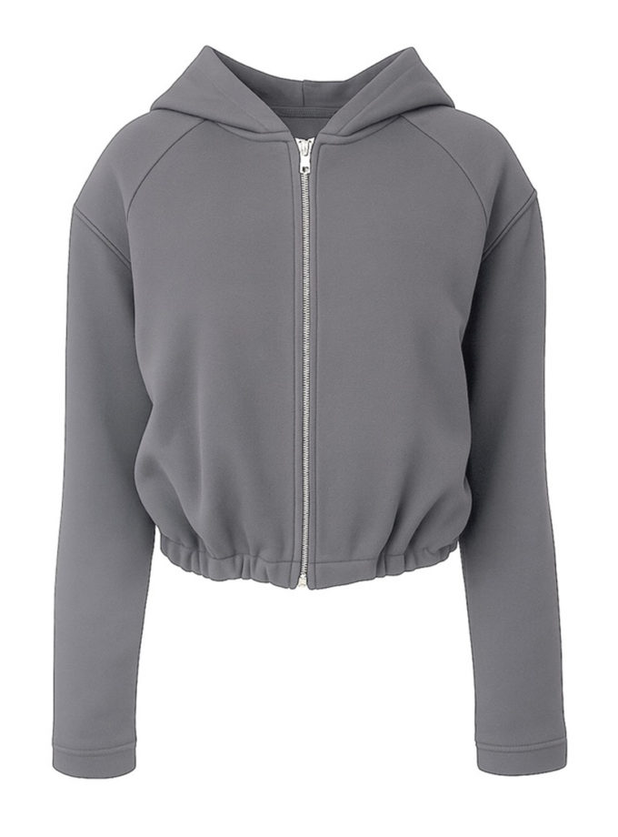Укорочене худі зі знімними підплічниками сірий ALEXANDER VANAVI (AV_ISABEL_00)