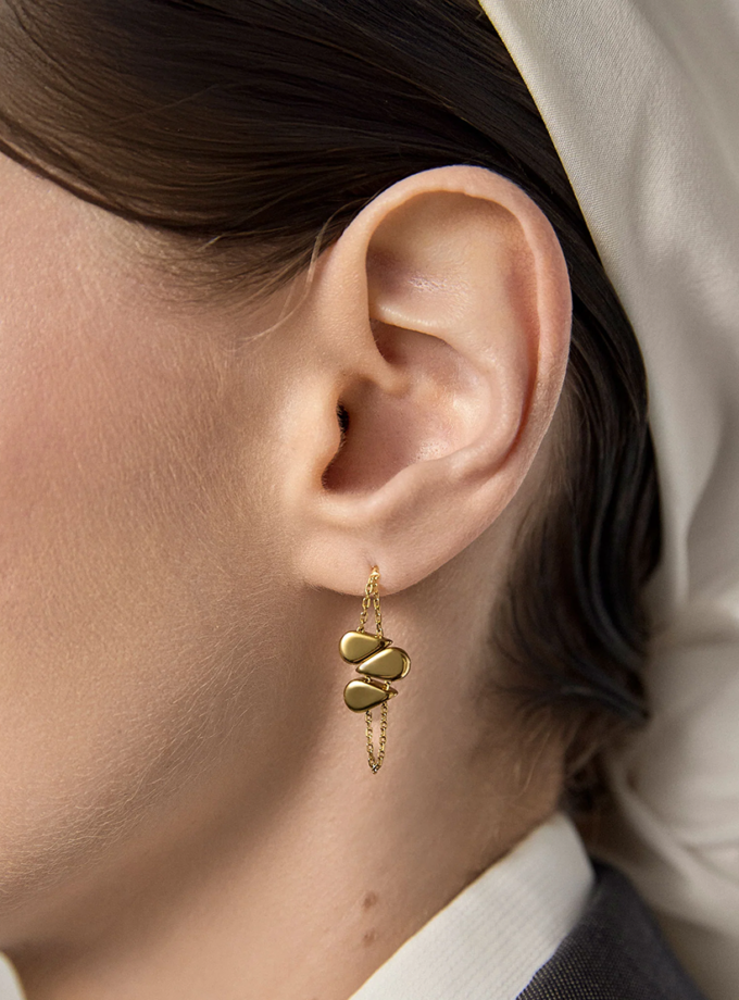 Сережки 4-в-1 пепіта зі срібла в позолоті ORXATA.JEWELRY (ORX_earrings_pepita_gp)