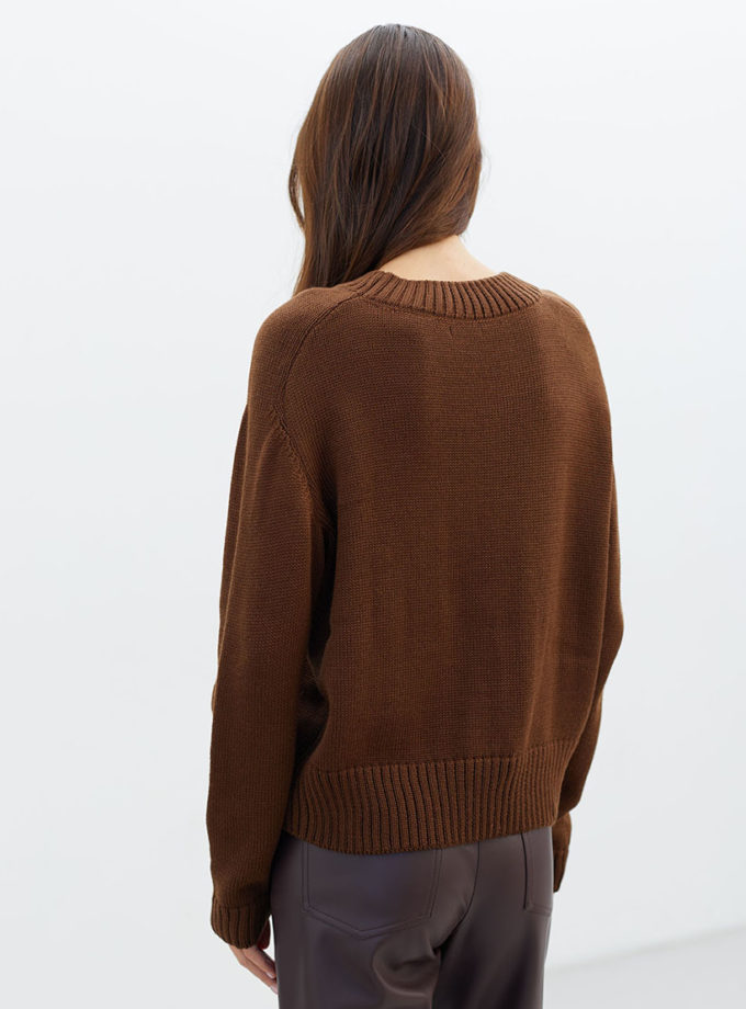 Жiночий джемпер вовняний прямого крою шоколадний THE LACE (TLA_00002611)