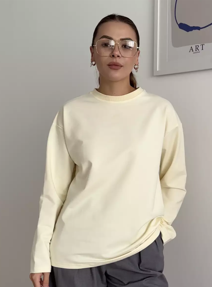 Лонгслів оверсайз жовтий TWICE (TWC_LS250706084_yel)