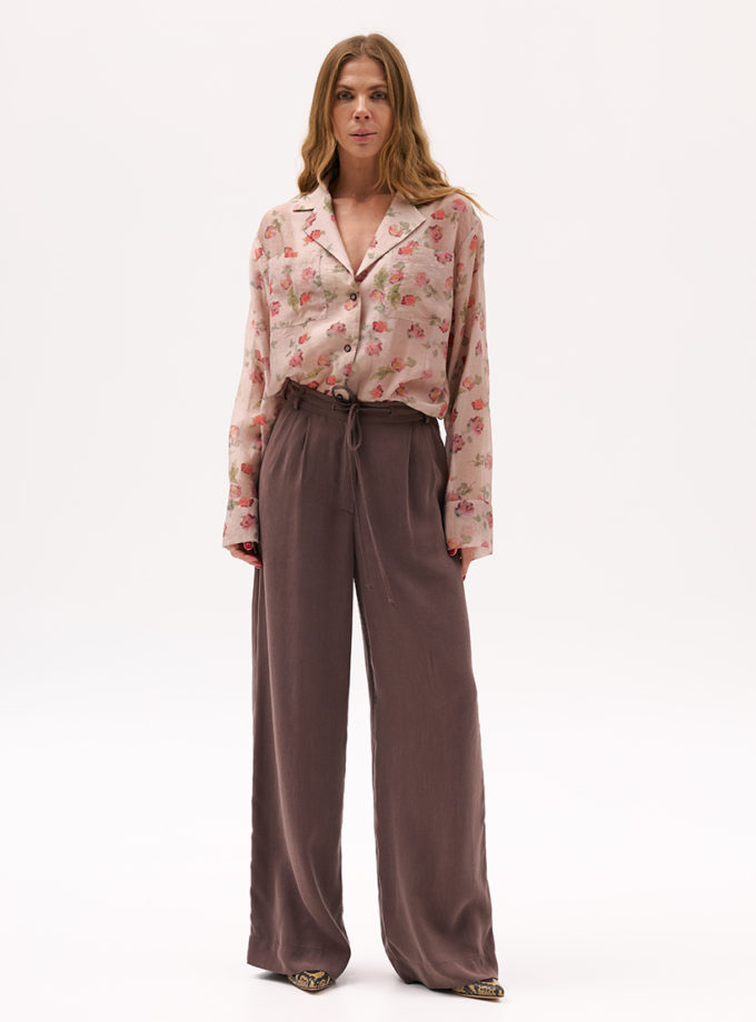 Коричневі штани з віскози XM BY MALINOVSKAYA (XM_Monet_21_35)