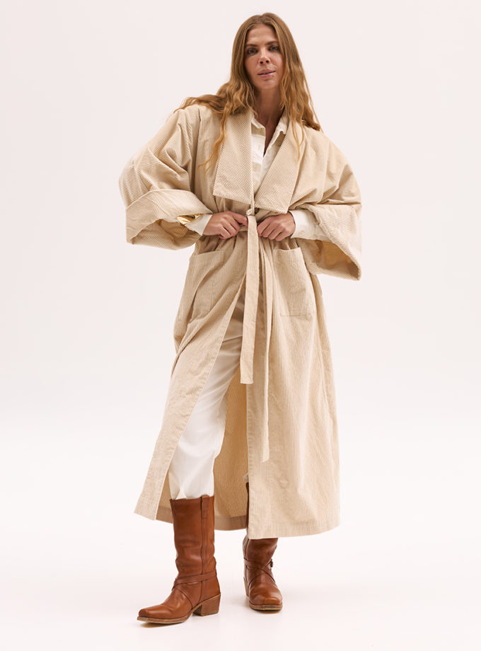 Бежеве вельветове кімоно XM BY MALINOVSKAYA (XM_Monet_4__35)