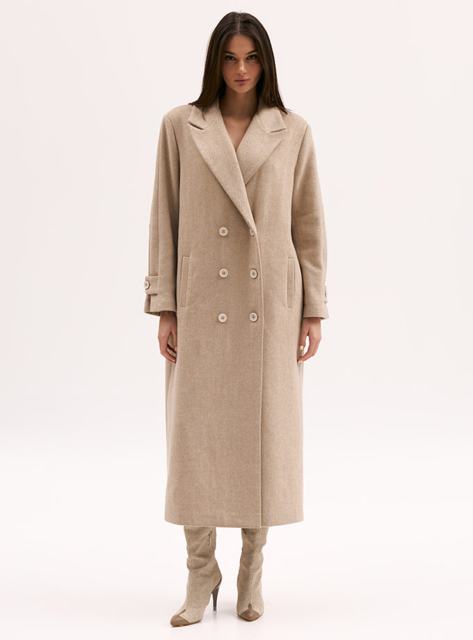 Бежеве пальто з вовни XM BY MALINOVSKAYA (XM_Monet_27_35)