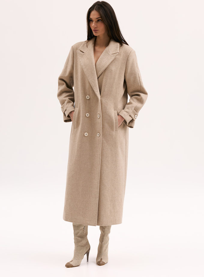Бежеве пальто з вовни XM BY MALINOVSKAYA (XM_Monet_27_35)