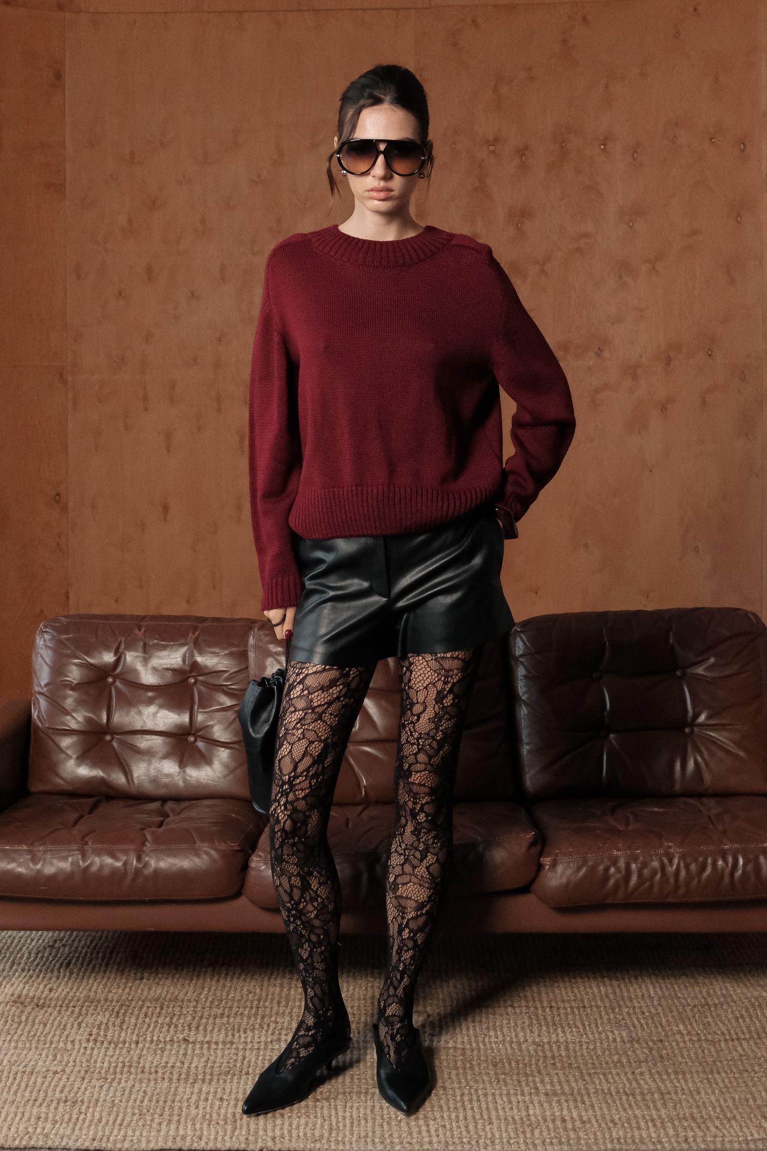 00003666-4 Шорти вкорочені з еко-шкіри чорні THE LACE (TLA_00003666) - фото 4