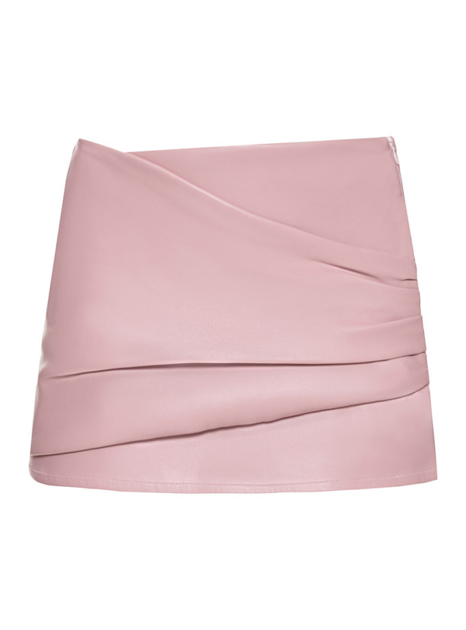 Шкіряна Спідниця з драпировкою WILD HEARTS (WH_lthrskrtwthflds-pnk094)