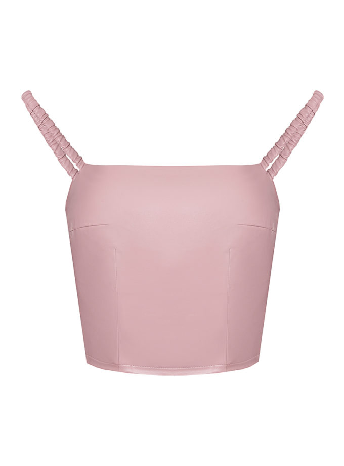 Шкіряний топ WILD HEARTS (WH_lthrtnktpwthdrpdstrps-pnk093)