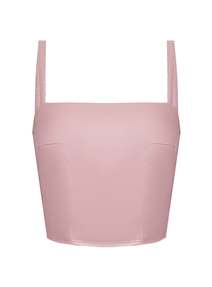 Шкіряний топ WILD HEARTS (WH_lthrtnktpwthdrpdstrps-pnk093)