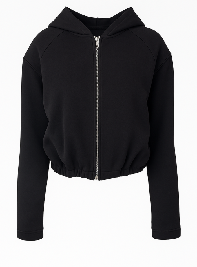 Укорочене худі зі знімними підплічниками чорне ALEXANDER VANAVI (AV_ISABEL_01)