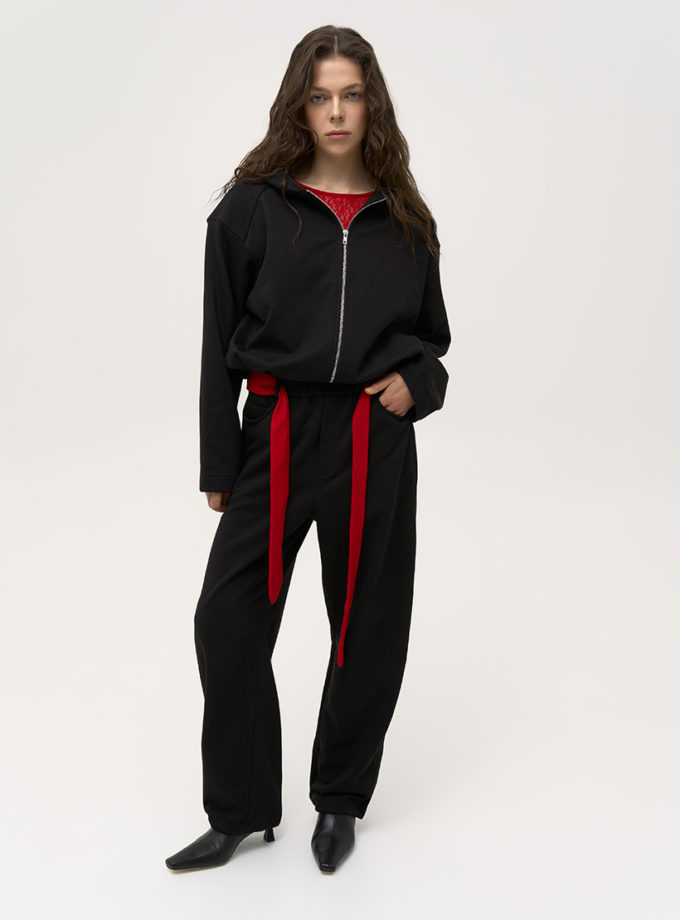 Спортивні штани на кулісці чорні ALEXANDER VANAVI (AV_DINA_01)