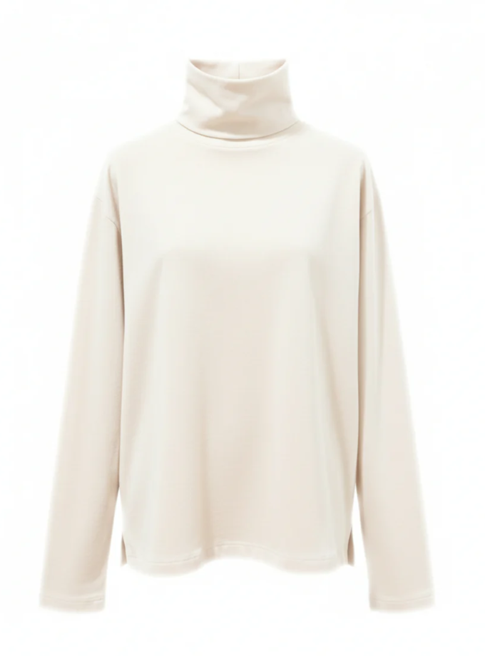 Лонгслів з воротом молочний ALEXANDER VANAVI (AV_COCO_01)
