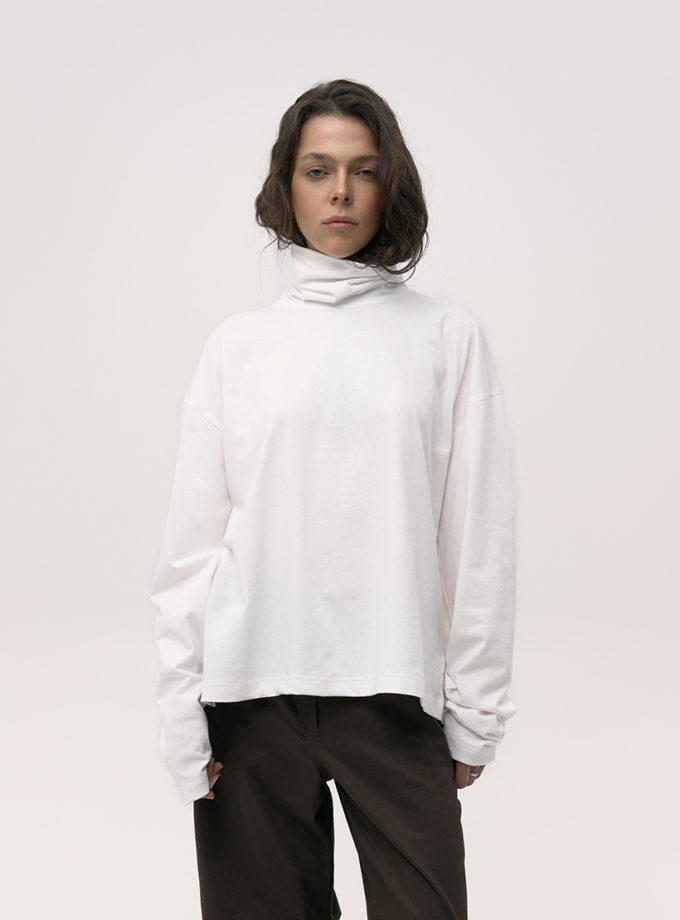 Лонгслів з воротом молочний ALEXANDER VANAVI (AV_COCO_01)