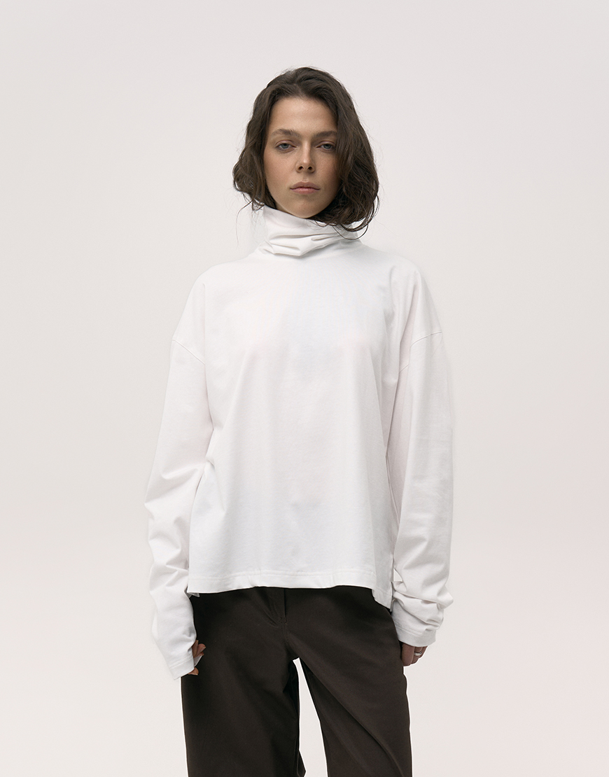 2559 Лонгслів з воротом молочний ALEXANDER VANAVI (AV_COCO_01) - фото 2