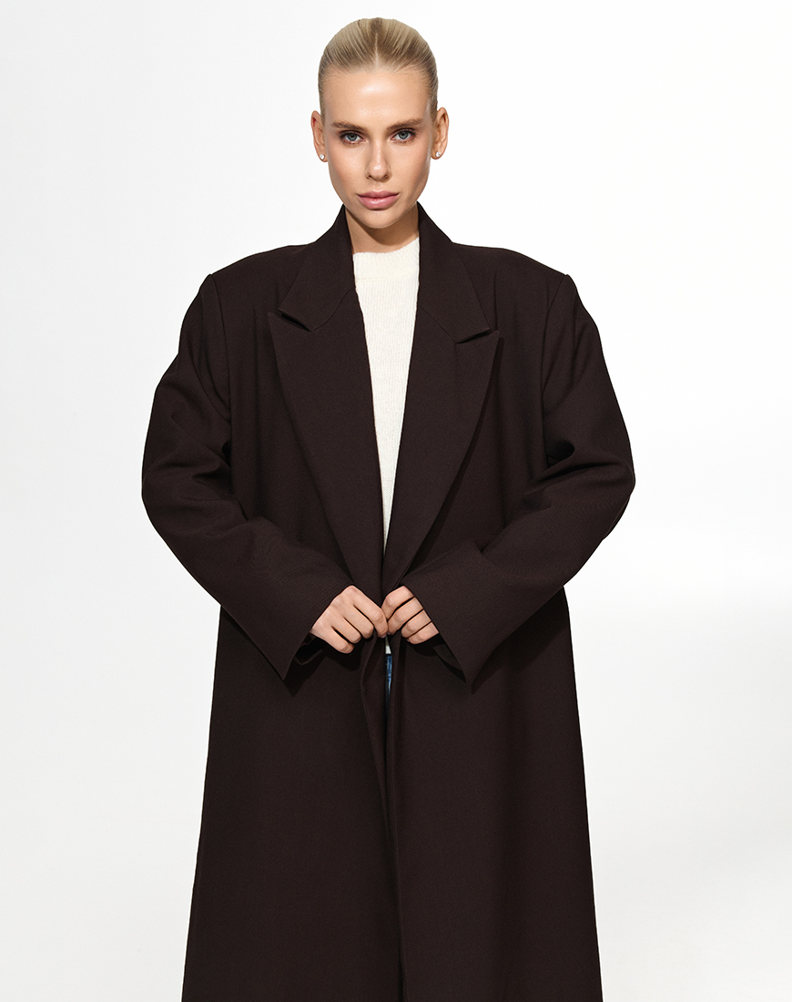 3.12 The essence20327 Пальто прямого крою у шоколадному відтінку THE ESSENCE (ESSENCE_THE-303) - фото 4