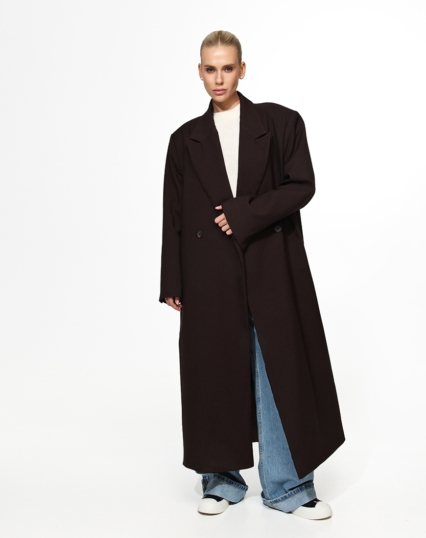 3.12 The essence20331 Пальто прямого крою у шоколадному відтінку THE ESSENCE (ESSENCE_THE-303) - фото 3