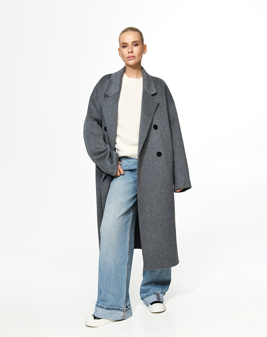 3.12 The essence20337 Сіре пальто прямого крою THE ESSENCE (ESSENCE_THE-312) - фото 3