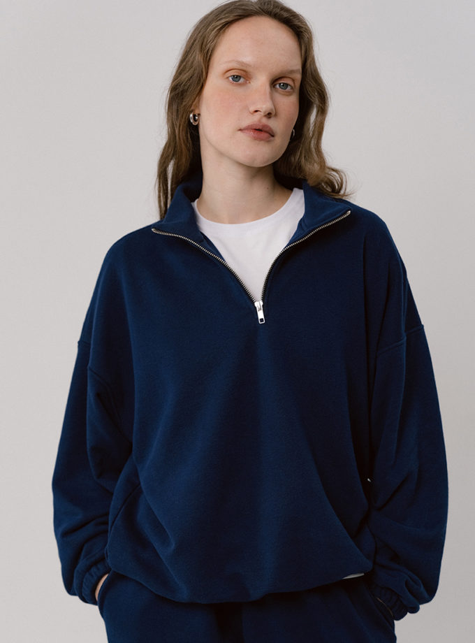 Світшот half zip синій без начосу BALCONY GARMENT (BLCN_1468)