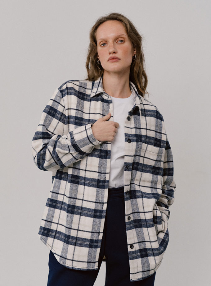 Сорочка картата синьо-молочна BALCONY GARMENT (BLCN_1514)