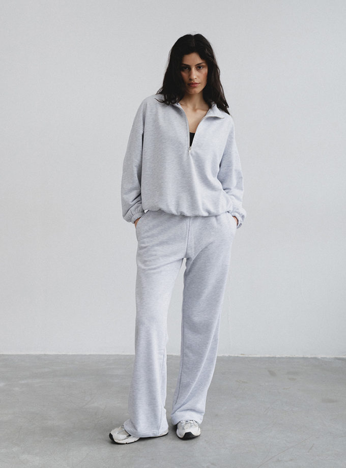 Штани широкі сірий меланж без начосу BALCONY GARMENT (BLCN_1461)