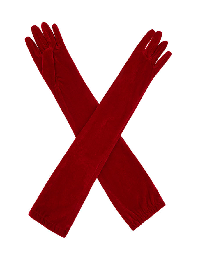 Рукавиці червоні оксамитові ROSCA (RSK_Gloves-001/9)