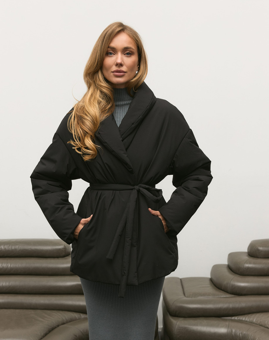 куртка з поясом утепл.чорний-1 Куртка з поясом утеплена TWICE (TWC_OW250111188_bl)