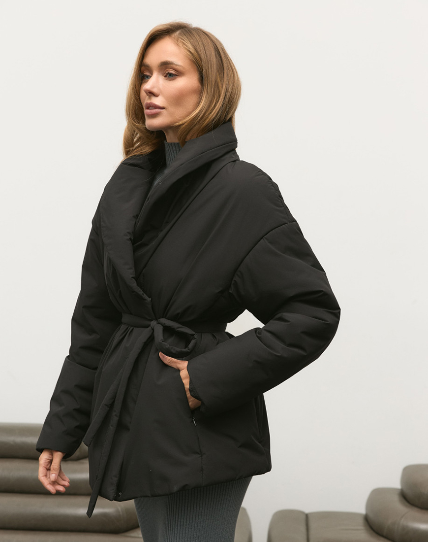 куртка з поясом утепл.чорний-2 (1) Куртка з поясом утеплена TWICE (TWC_OW250111188_bl) - фото 2