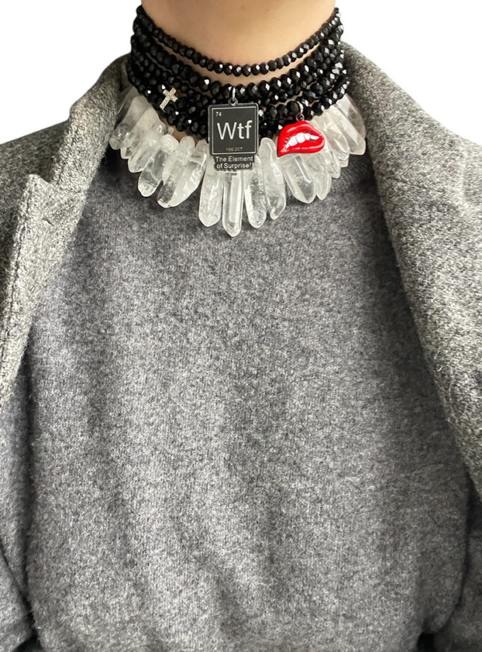 Чокер чорний с кварцем і підвісками SMART JEWELRY (SJ_013)