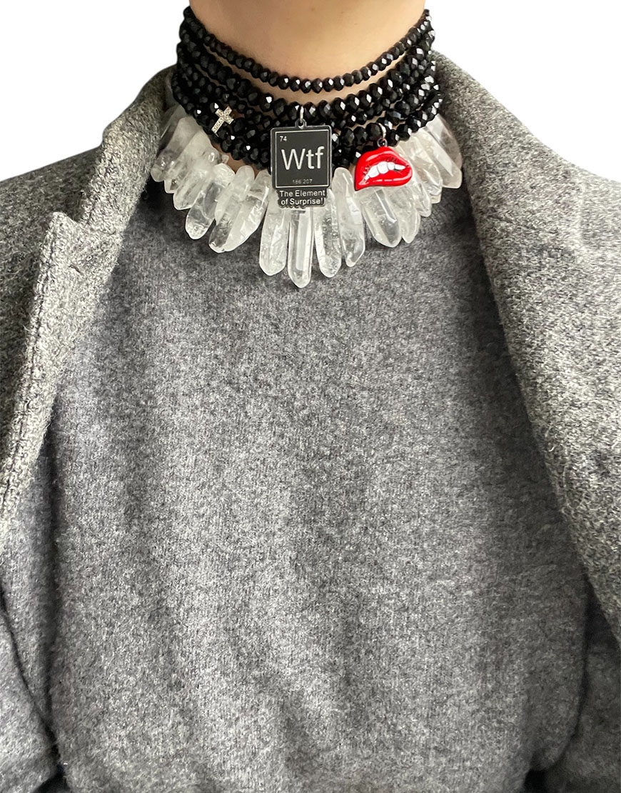 Photoroom_20251201_134046 Чокер чорний с кварцем і підвісками SMART JEWELRY (SJ_013) - фото 2