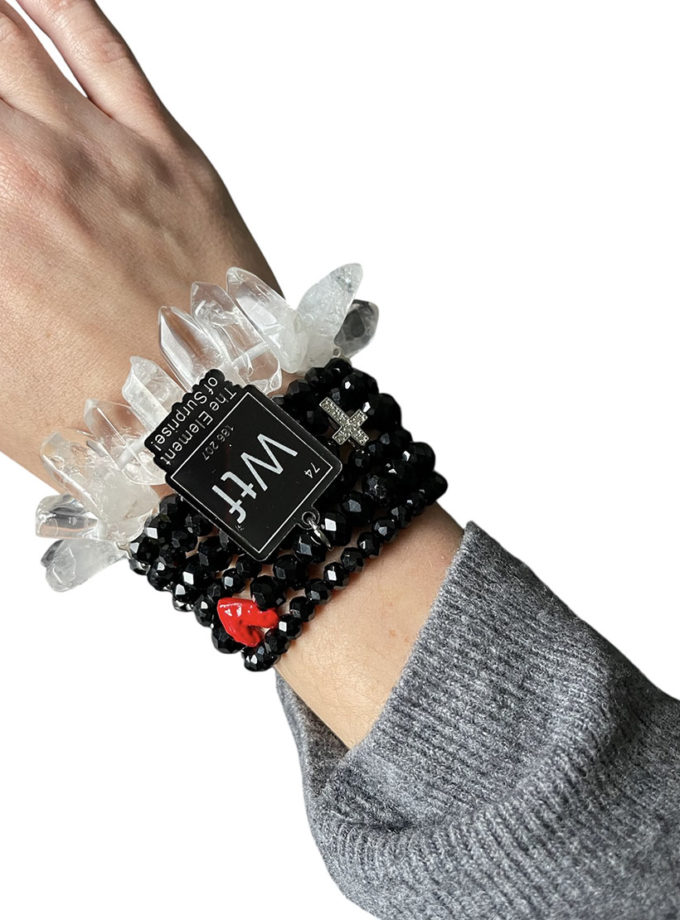 Браслет чорний с кварцем і підвісками SMART JEWELRY (SJ_014)