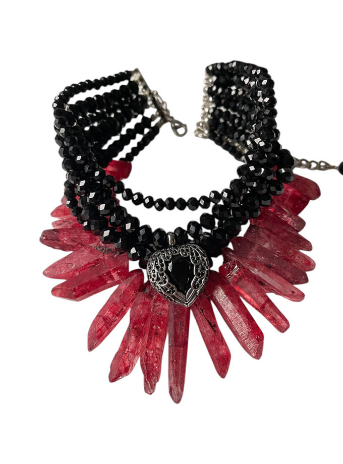 Чокер чорний с серцем і кварцем SMART JEWELRY (SJ_018)