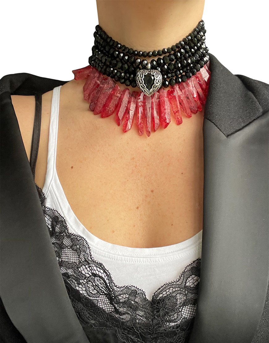 Photoroom_20251205_141052 — копия Чокер чорний с серцем і кварцем SMART JEWELRY (SJ_018) - фото 2