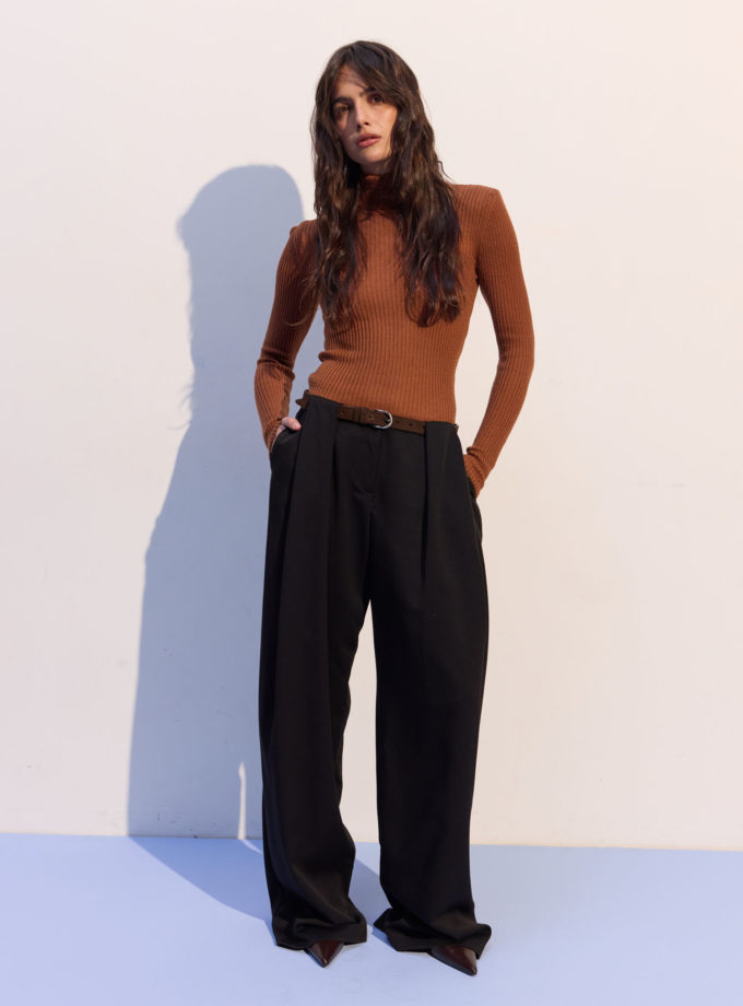 Водолазка тонка в рубчик карамельна THE LACE (TLA_00003706)