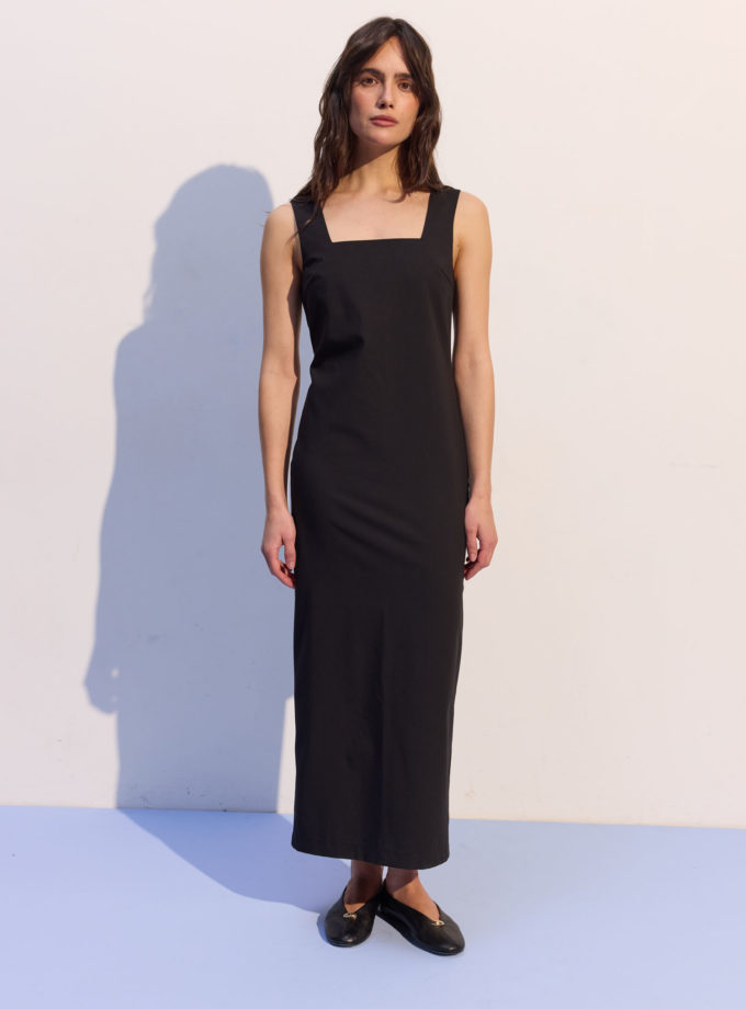 Сукня міді прямого крою з додаванням вовни чорна THE LACE (TLA_00003725)