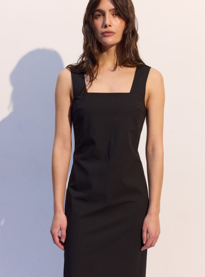 Сукня міді прямого крою з додаванням вовни чорна THE LACE (TLA_00003725)