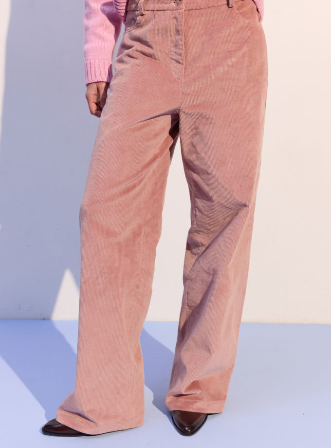 Брюки вільного крою з вельвету рожеві THE LACE (TLA_00003729)