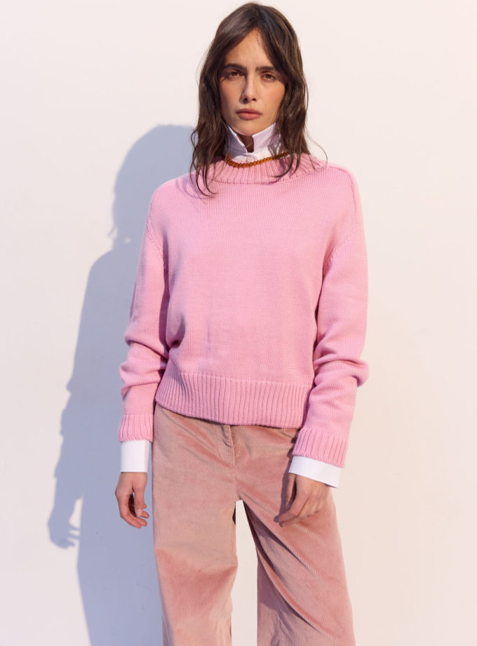 Джемпер вовняний прямого крою рожевий THE LACE (TLA_00003732)