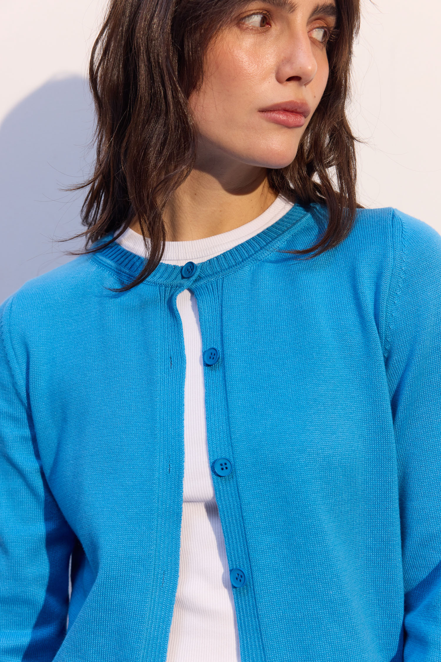 00003735-5 Трикотажний кардиган з круглим вирізом та вишивкою яскраво-блакитний THE LACE (TLA_00003735) - фото 5