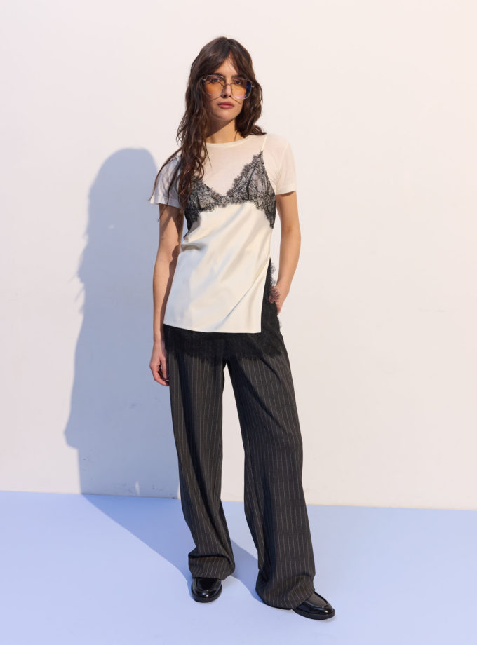 Брюки палаццо в широку смужку графітові THE LACE (TLA_00003736)