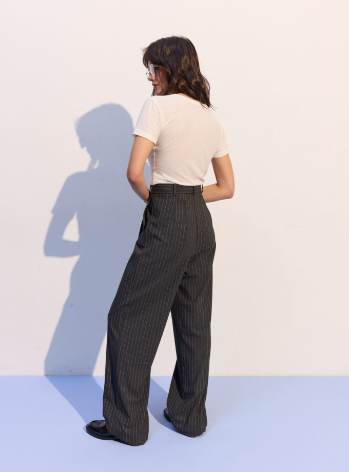 Брюки палаццо в широку смужку графітові THE LACE (TLA_00003736)