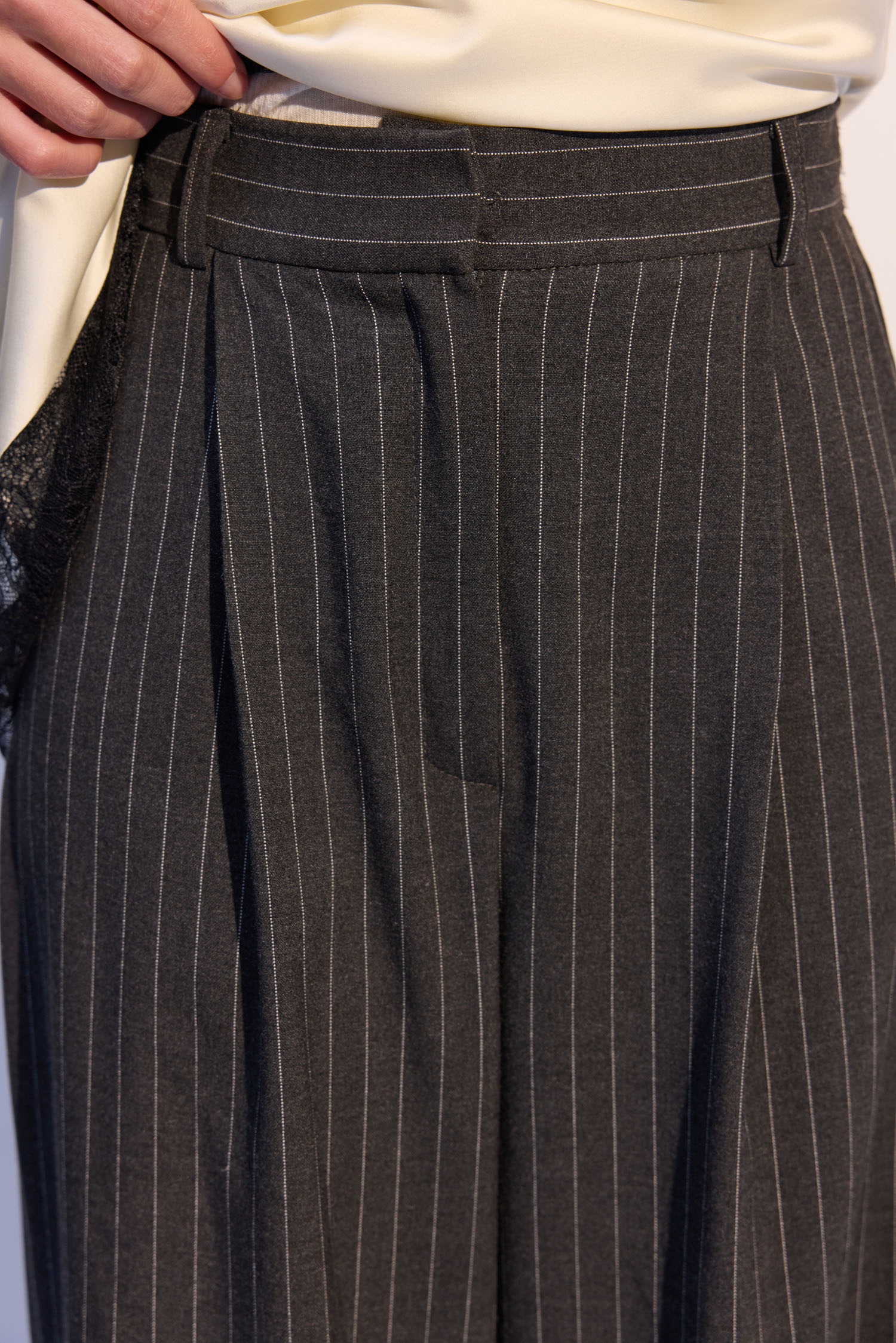 00003736-3 Брюки палаццо в широку смужку графітові THE LACE (TLA_00003736) - фото 3