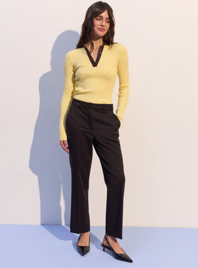 Брюки прямого крою укорочені шоколадні Modena THE LACE (TLA_00003739)