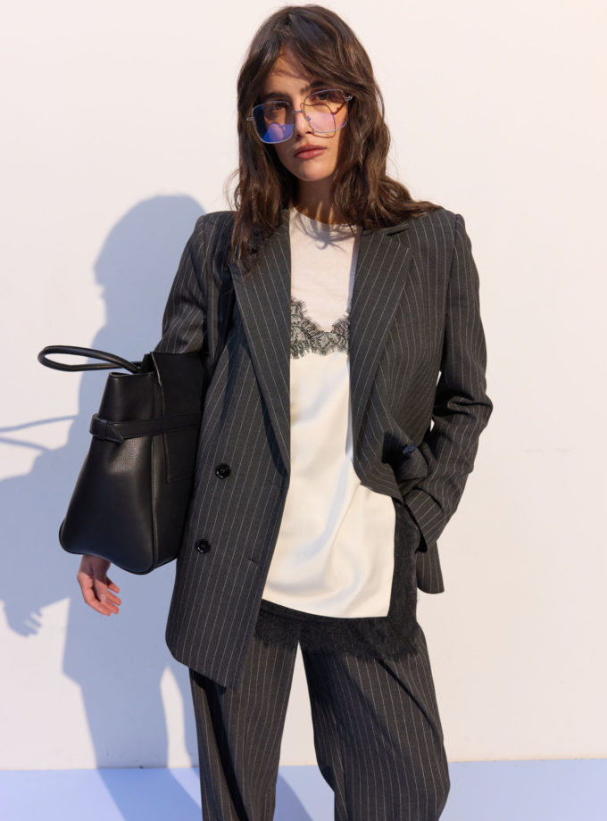 Жакет оверсайз у широку смужку графітовий THE LACE (TLA_00003742)