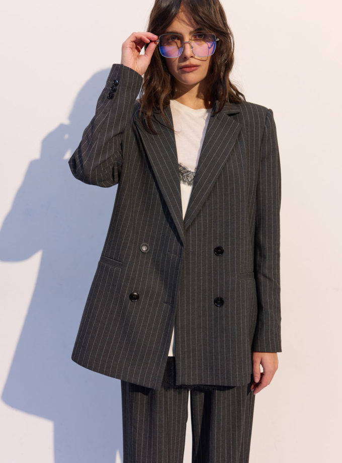 Жакет оверсайз у широку смужку графітовий THE LACE (TLA_00003742)