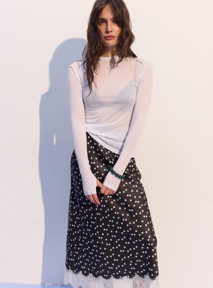 Трикотажний лонгслів з декоративними швами білий THE LACE (TLA_00003753)