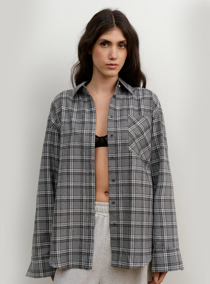 Сіра фланелева сорочка Oversize AMBITNA (Ambtn_29-1-1-1-1)