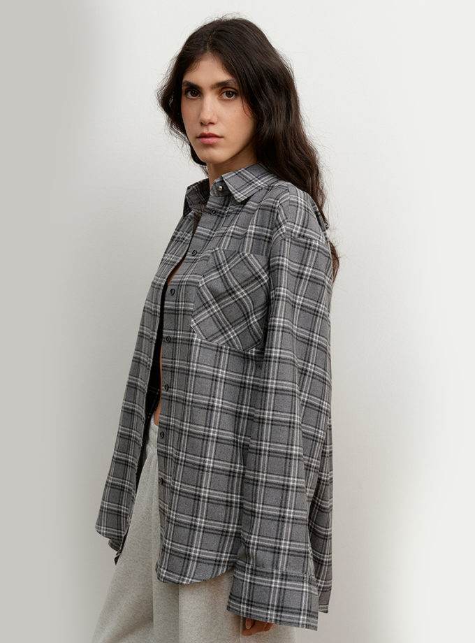 Сіра фланелева сорочка Oversize AMBITNA (Ambtn_29-1-1-1-1)